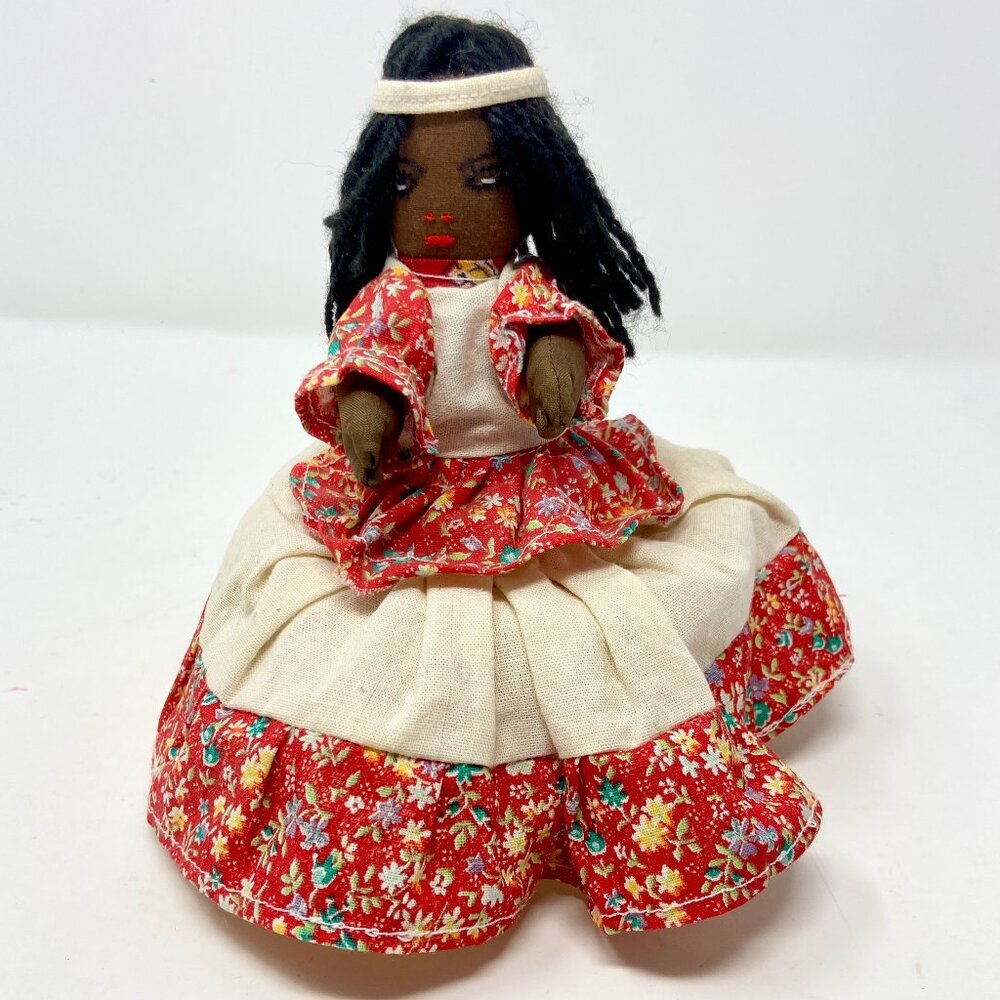 Vintage Handmade African American Caribbean Doll Basket Primitive Folk Art EUC
